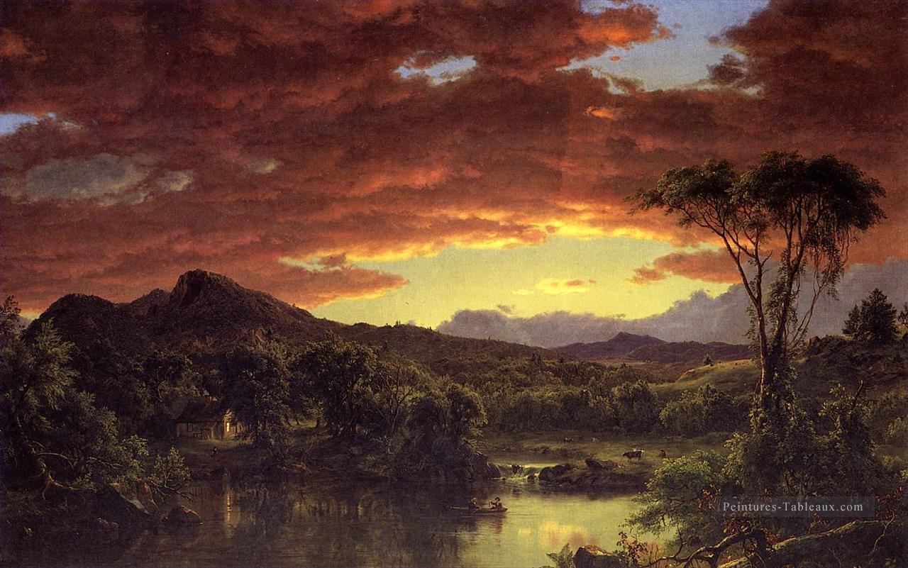 Une maison de campagne paysage Fleuve Hudson Frederic Edwin Eglise Peintures à l'huile
